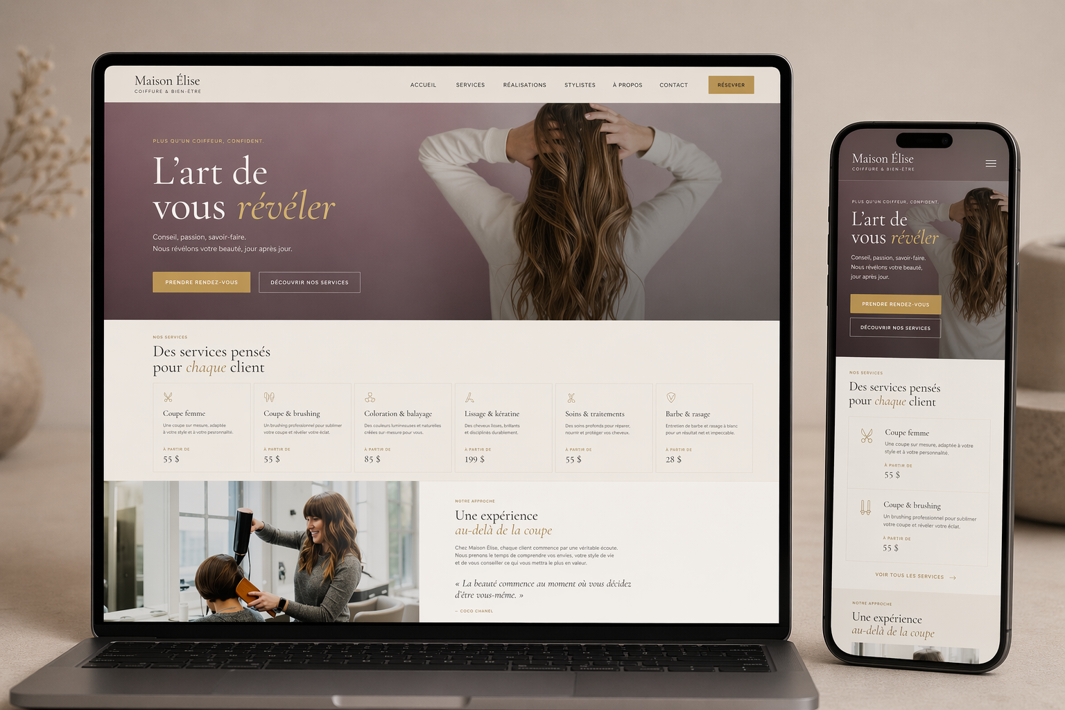 Maison Élise — Site Web Coiffure